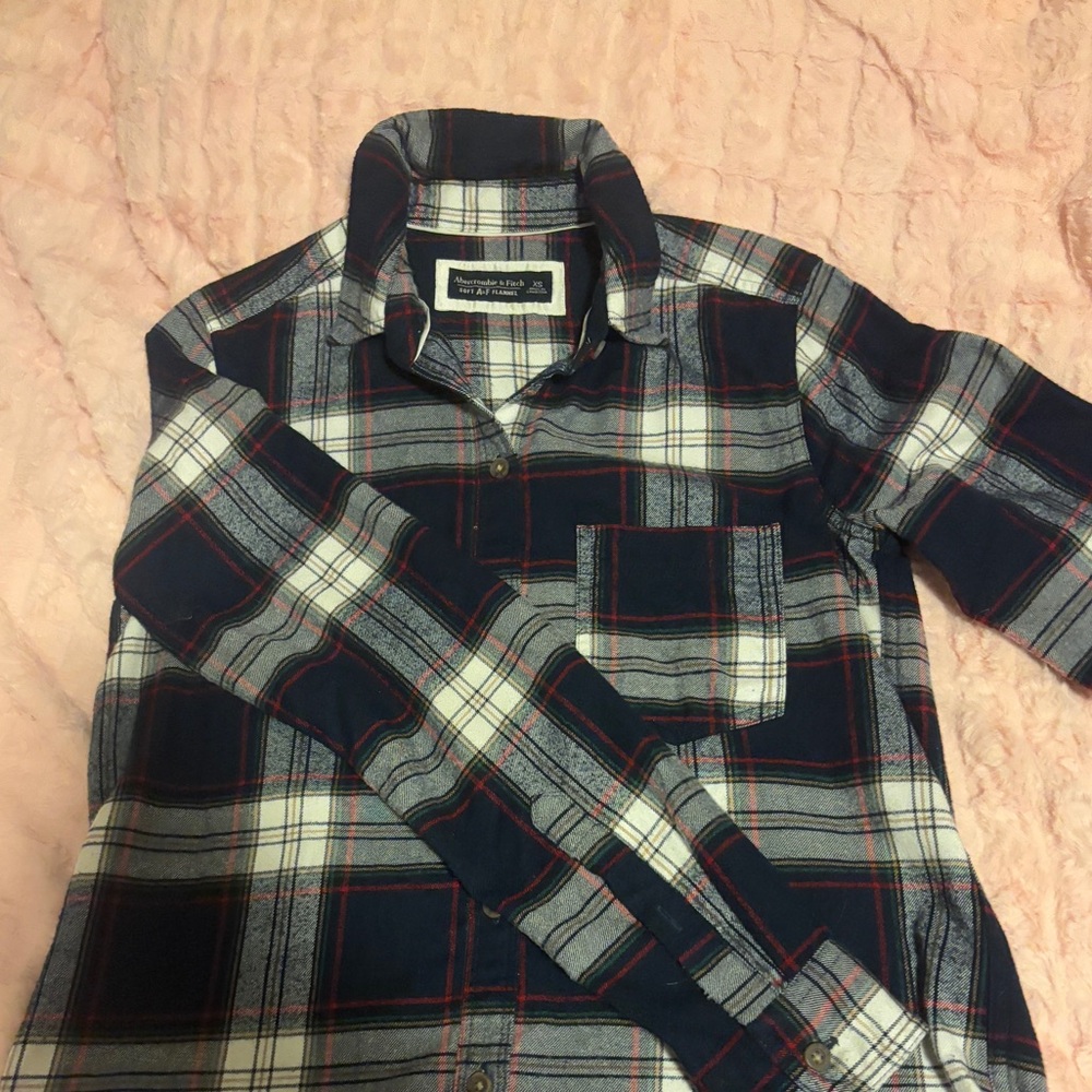 Abercrombie Soft A&F flannel navy black and white